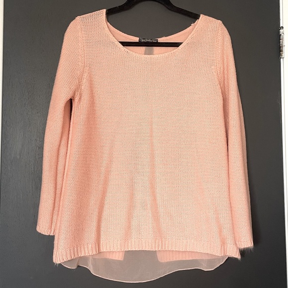 QED London Pink Sweater With Bow and Sheer Back Detail - Size Small. - Picture 2 of 4